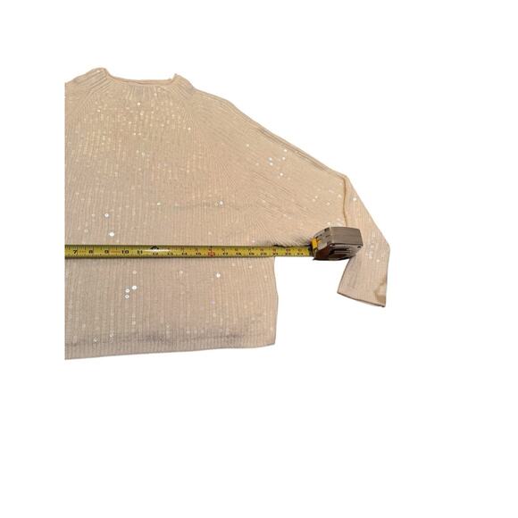 Express Cream Sequin Dolman Sleeve Sweater Women’s S Soft Knit Holiday Winter - Picture 9 of 12